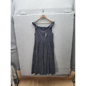 Ann Taylor Womens Navy Sleeveless Midi Dress With White Pattern Size 12